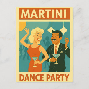 Mid Century Martini Dance Party Postcard