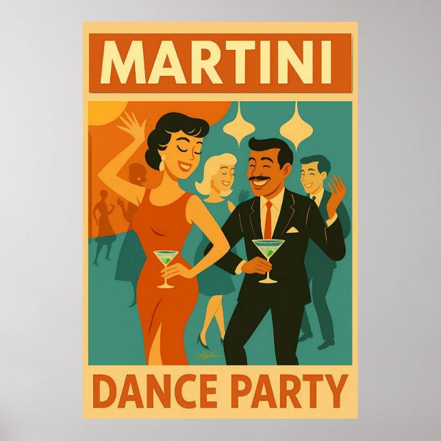 Mid Century Martini Dance Party Poster (Front)