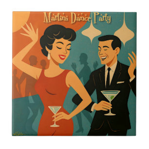 Mid Century Martini Dance Party Tile
