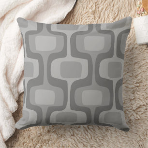 Mid-Century  MCM Grey Tones Retro Pattern Cushion