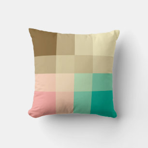 Mid-Century mega plaid - brown & peach Cushion