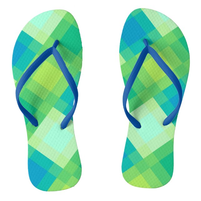 Mid-Century mega plaid - jade green Jandals (Footbed)