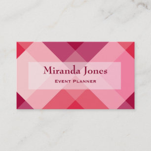 Mid-Century mega plaid - pink and wine Business Card