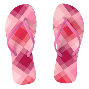 Mid-Century mega plaid - pink and wine Jandals