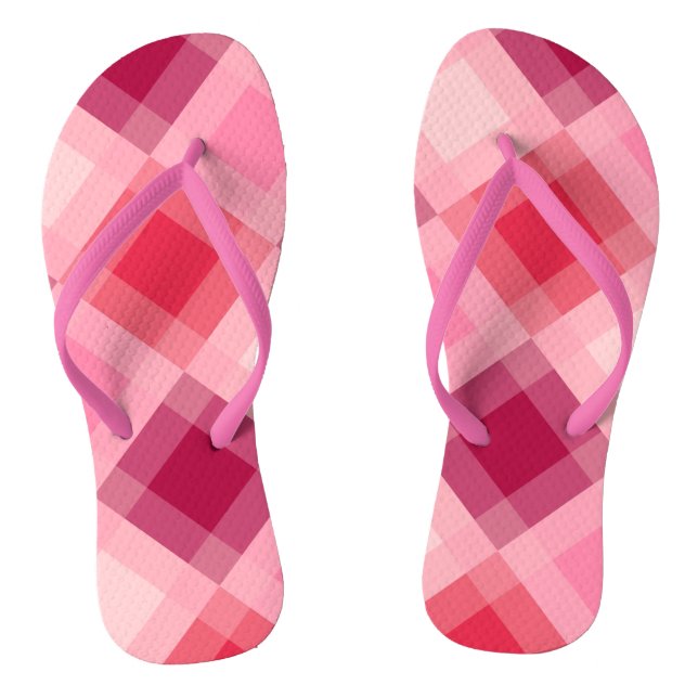 Mid-Century mega plaid - pink and wine Jandals (Footbed)