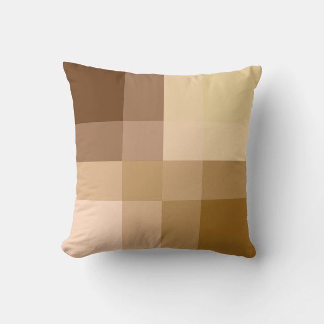 Mid-Century mega plaid - tan and peach Cushion (Front)