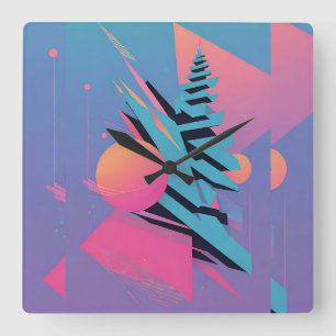 Mid-Century Memphis Design - Ken Gauge Art Square Wall Clock