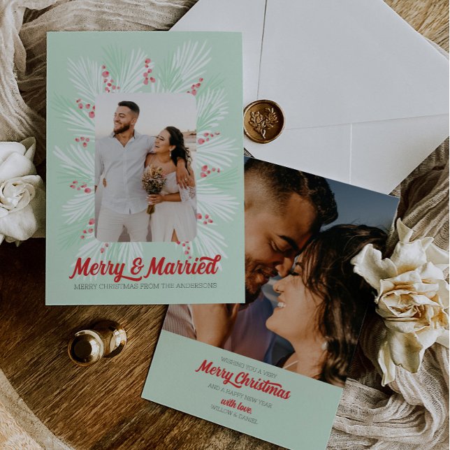 Mid Century Merry and Married Christmas Card (Creator Uploaded)