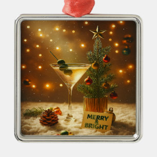 Mid Century Merry & Bright Martini Christmas Tree Metal Tree Decoration