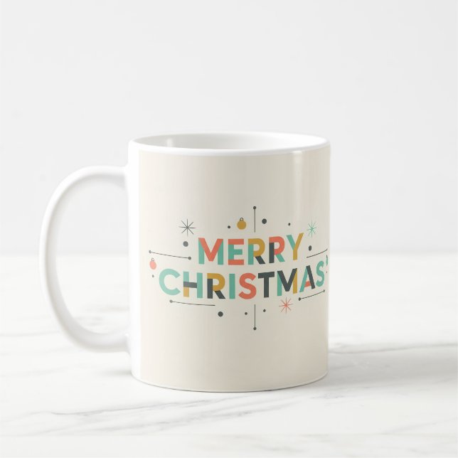 Mid-Century Merry Christmas – Retro Style Coffee Mug (Left)