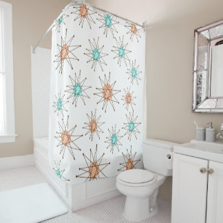 Mid-century Midern Starburst pattern shower curtai Curtain