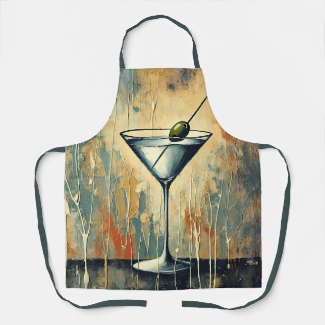 Mid Century Mixed Media Martini Art Apron (Front)
