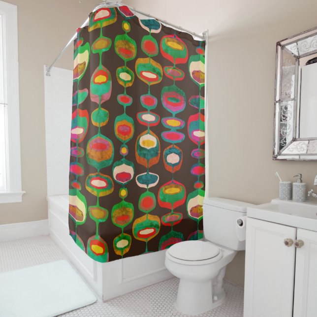 Mid century mod 60s 70s shower curtain (In Situ)