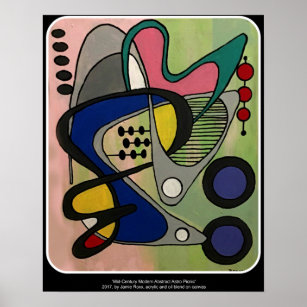 'Mid-Century Mod Abstract, Astro Picnic' painting Poster