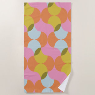 Mid Century Mod Abstract Geometric Shapes Pastels  Beach Towel