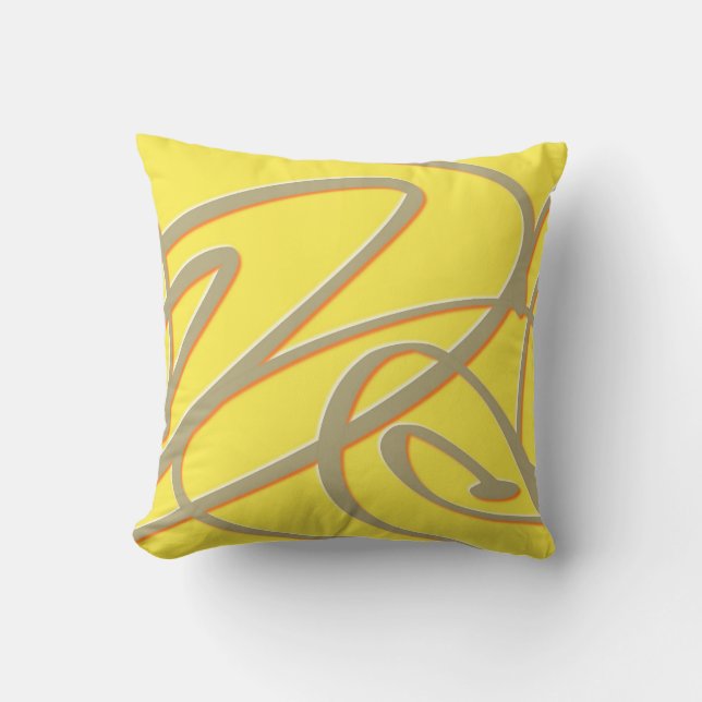 Mid-Century Mod Atomic Yellow Art Pillow (Front)