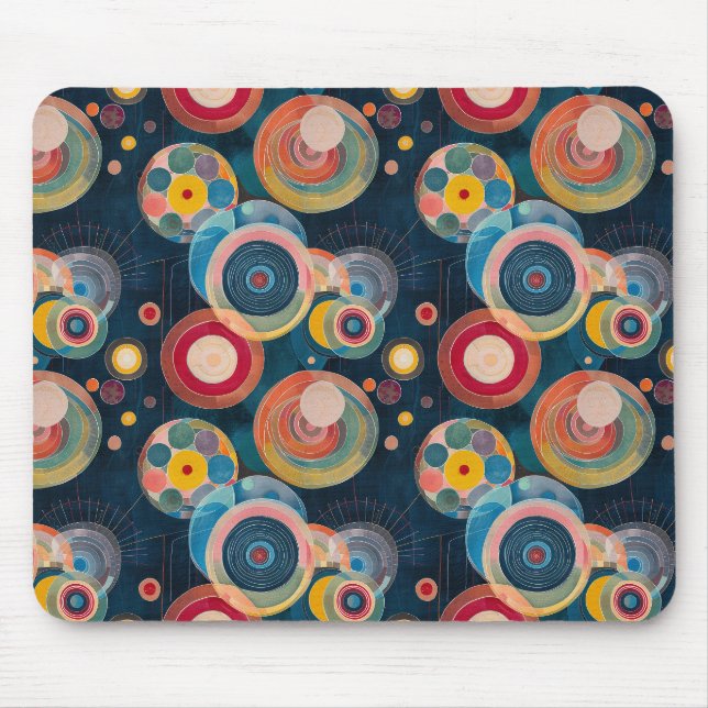 Mid Century Mod Circles in style of Hilma af Klint Mouse Pad (Front)