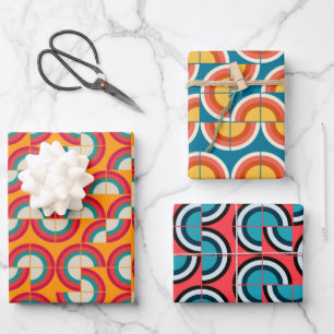 Mid-Century Mod Circles Wrapping Paper Sheet