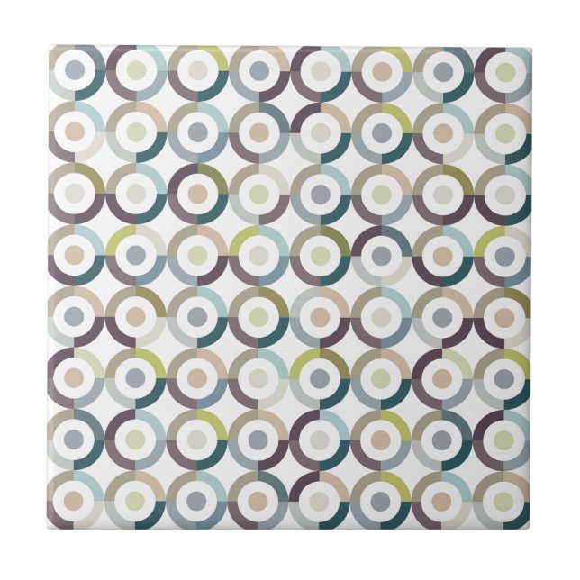 Mid Century Mod Colour Block Rings Pattern Tile (Front)