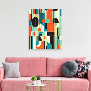 Mid Century Mod Geometric Abstract Canvas Art