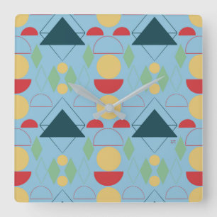 Mid Century Mod Geometric Blue Square Wall Clock