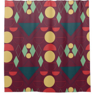 Mid Century Mod Geometric Fuchsia  Shower Curtain