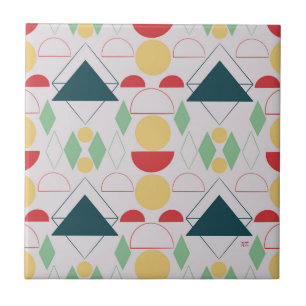 Mid Century Mod Geometric Grey Ceramic Tile