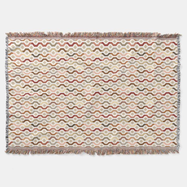 Mid Century Mod Geometric Link Pattern Throw Blanket (Front)