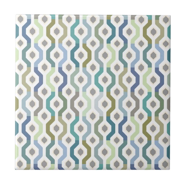 Mid Century Mod Geometric Link Pattern Tile (Front)