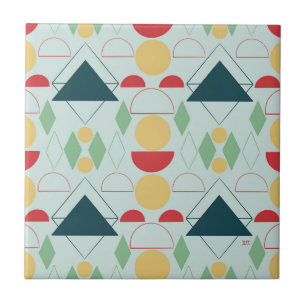 Mid Century Mod Geometric Mint Ceramic Tile