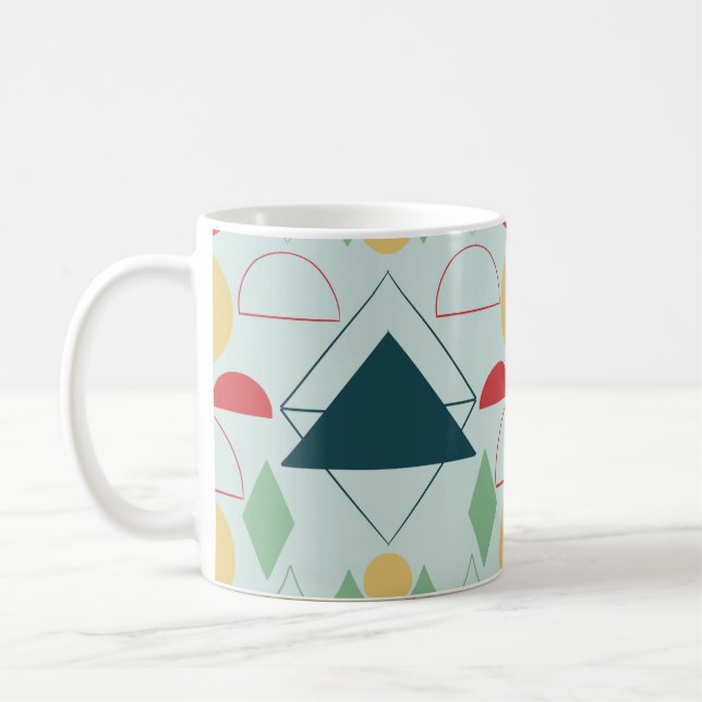 Mid Century Mod Geometric Mint  Coffee Mug (Left)