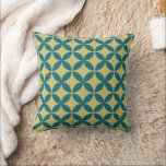 Mid-Century Mod Geometric Retro Modern Blue Green Cushion<br><div class="desc">This retro mid mod pattern in teal and avocado makes a fun and colourful statement for your home. Coordinating items available.</div>