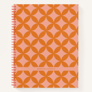 Mid-Century Mod Geometric Retro Modern Orange Sun Notebook