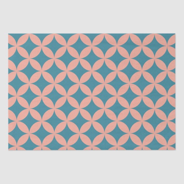 Mid-Century Mod Geometric Retro Modern Peach Blue Tissue Paper (Front)