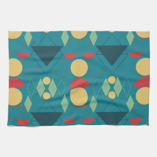 Mid Century Mod Geometric Turquoise Tea Towel