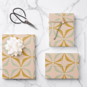 Mid Century Mod Pattern in Pastel Colours Wrapping Paper Sheet