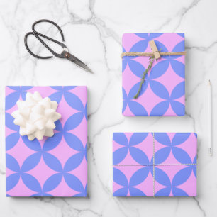 Mid Century Mod Pattern in Pink and Periwinkle  Wrapping Paper Sheet