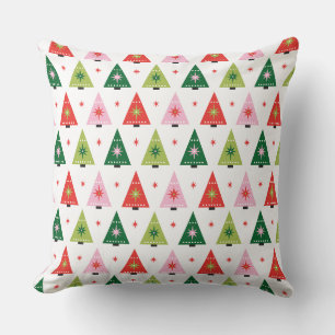 Mid-century mod Red and Green Christmas Cushion
