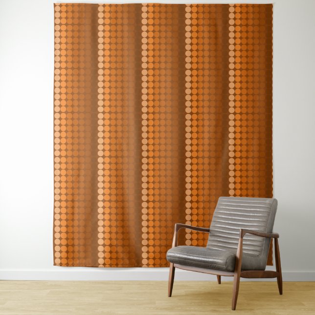Mid- Century Mod Retro Circles in orange tones Tapestry (In Situ)