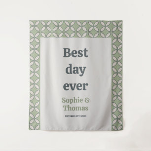 Mid Century Mod Retro Wedding Best Day Ever Tapestry