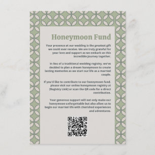 Mid Century Mod Retro Wedding Olive Green Enclosure Card