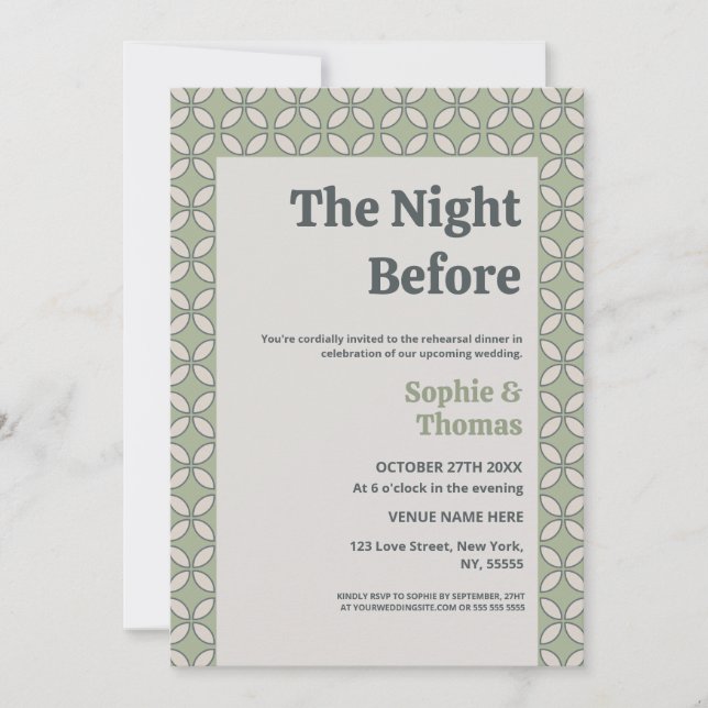 Mid Century Mod Retro Wedding Olive Green Invitation (Front)