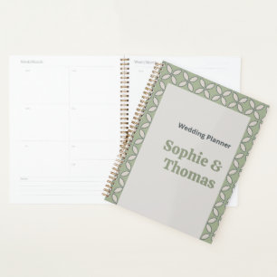 Mid Century Mod Retro Wedding Olive Green Planner