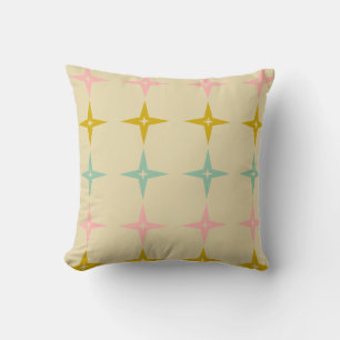 Mid Century Mod Stars in Vintage Colours Cushion