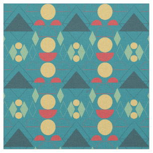 Mid Century Mod Turquoise Geometric Fabric