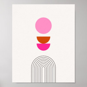 Mid Century Modern 04 Pink Sun And Rainbow Arch Poster