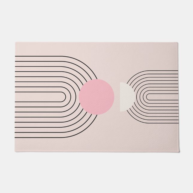 Mid Century Modern 06 Blush Pink Boho Arch Doormat (Front)