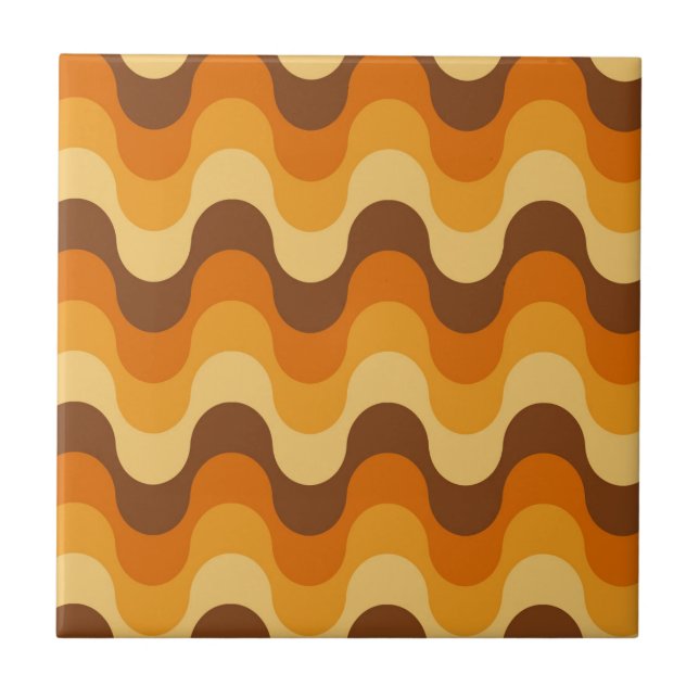 Mid Century Modern 1970s Wavy Stripe Pattern Tile (Front)