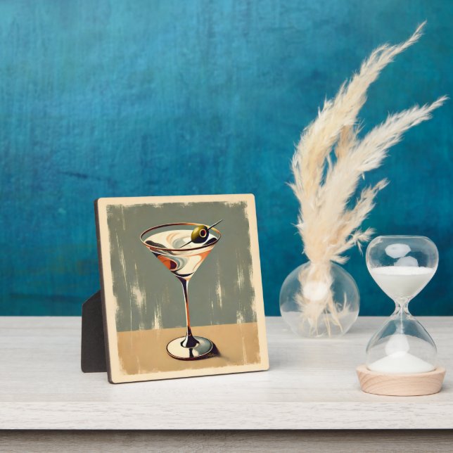 Mid Century Modern 1 Olive Martini Painting Plaque (Insitu)