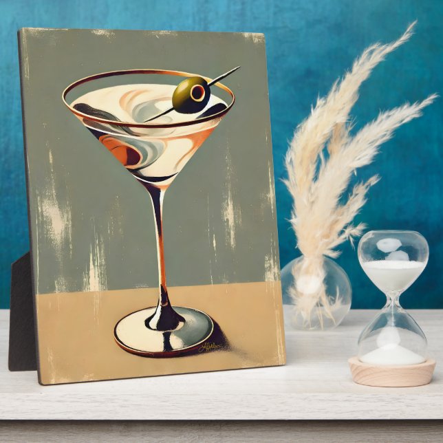 Mid Century Modern 1 Olive Martini Painting Plaque (Side)